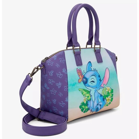 Loungefly Disney Lilo & Stitch Satchel Butterfly Floral Purse Handbag Crossbody - Picture 4 of 4